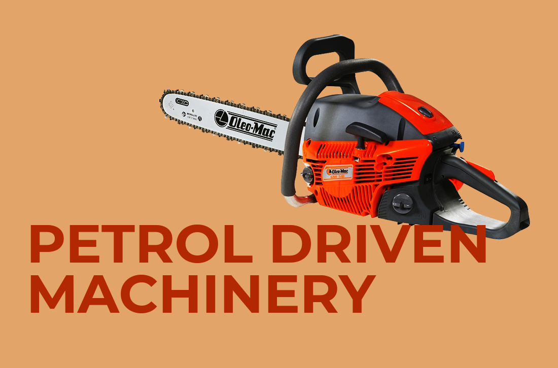 Chainsaw with moderate orange background